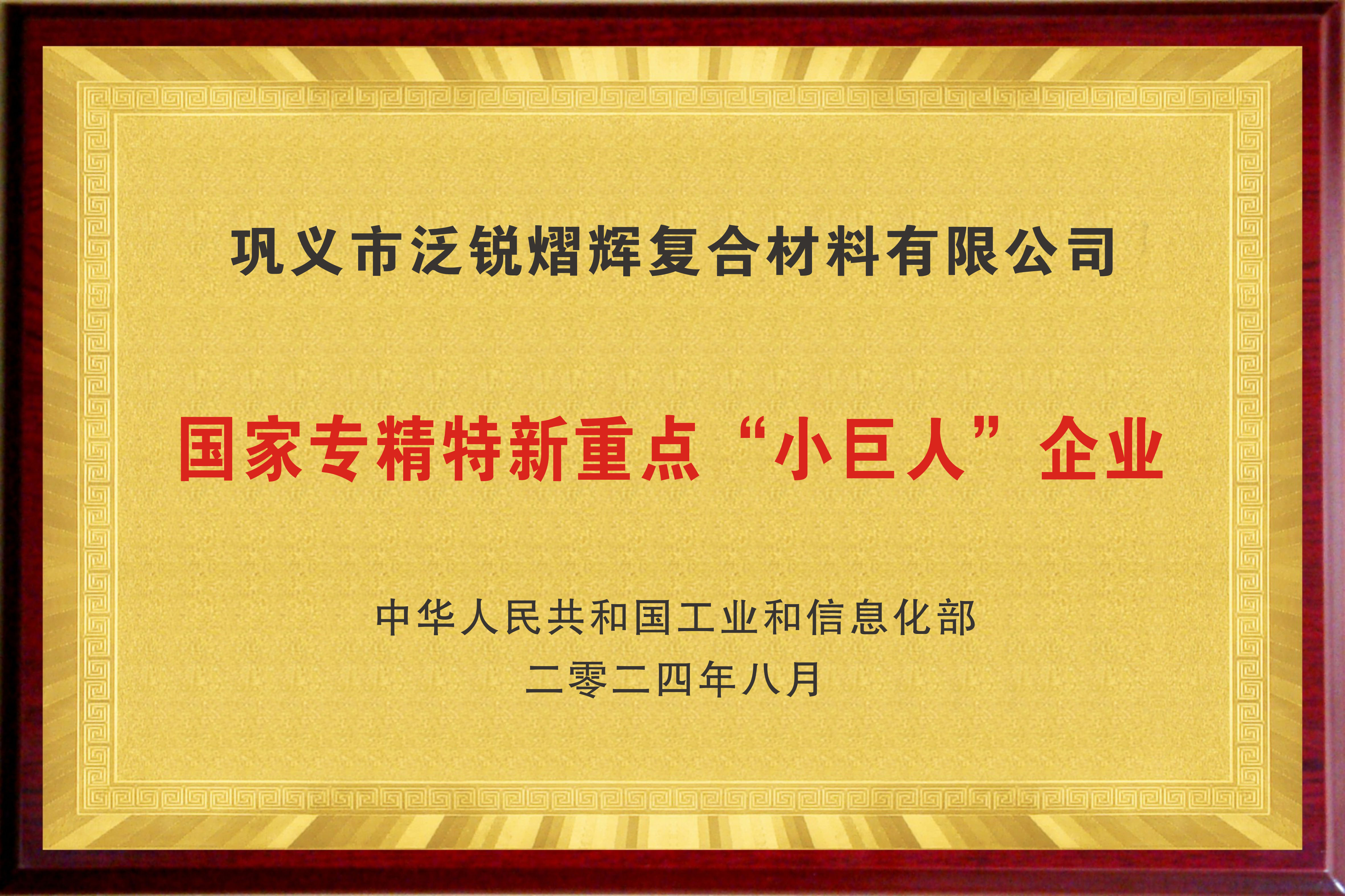  國家專精特新重點“小巨人”企業